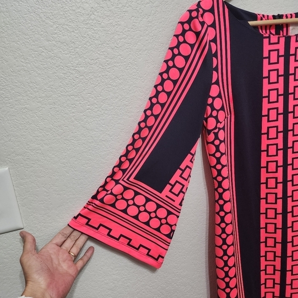Julie Brown Geometric A-line pink Blue Dress Size S - Picture 8 of 10